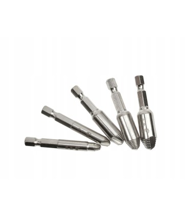 WYKRĘTAKI DO ZERWANYCH ŚRUB SZPILEK HEX 1/4 STAL SZYBKOTNĄCA HSS ZESTAW
