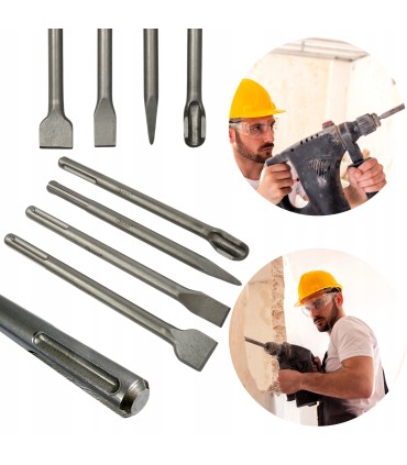 Dłuta Do Kucia Betonu SDS MAX Zestaw 4Szt Bruzdownik Przecinak Przebijak
