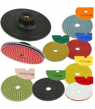 TARCZA DO SZLIFOWANIA GRESU DIAMENTOWE ZESTAW 7szt MOCOWANIE NA RZEP