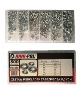 ZESTAW PODKŁADEK ZABEZPIECZAJĄCYCH SPRĘŻYNOWYCH 800SZT M3-M10 PODKŁADKI