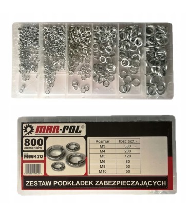 ZESTAW PODKŁADEK ZABEZPIECZAJĄCYCH SPRĘŻYNOWYCH 800SZT M3-M10 PODKŁADKI