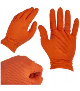 Rękawice nitrylowe SOLID GRIP 50szt. r. S pomarańczowe