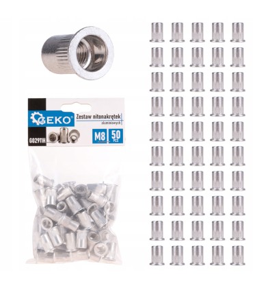 Zestaw nitonakrętek aluminiowych M8 1.0-3.5 50szt
