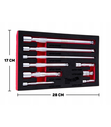 Zestaw przedłużek uchylnych 1/4" 3/8" 1/2" CrV 9szt.