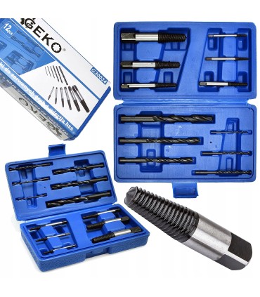 Wykrętaki do zerwanych śrub + wiertła HSS 12el