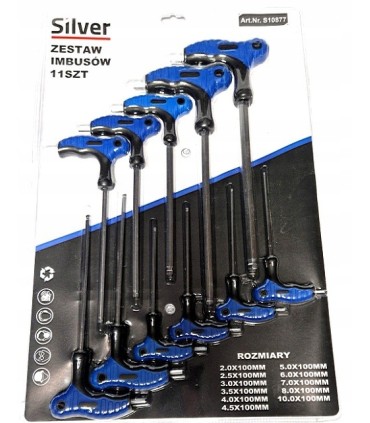 ŚRUBOKRĘTY IMBUSOWE HEX Z KULKĄ ZESTAW 11 SZT SZEŚCIOKĄTNE TYP T