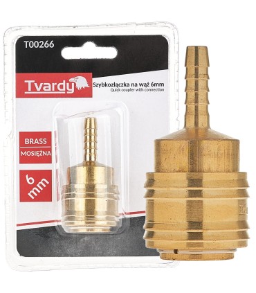 Szybkozłączka mosiężna na wąż 6mm typ żeński 