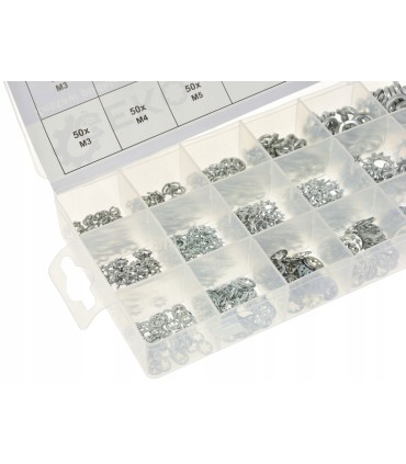 ZESTAW PODKŁADEK ZABEZPIECZAJĄCYCH 720 SZT M3–M10 W ORGANIZERZE