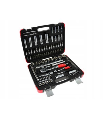 ZESTAW KLUCZY NASADOWYCH 108 EL 1/4 I 1/2 WALIZKA GRZECHOTKI NASADKI