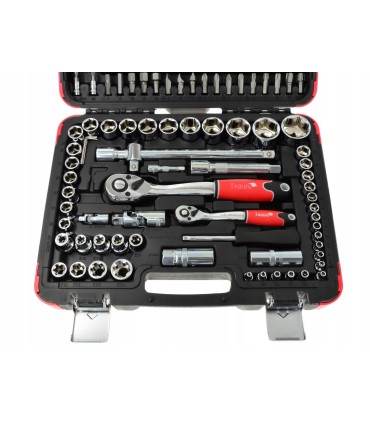 ZESTAW KLUCZY NASADOWYCH 108 EL 1/4 I 1/2 WALIZKA GRZECHOTKI NASADKI