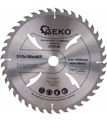 Tarcza widiowa do drewna 315mm x 30 x 40t 40 ZĘBÓW WĘGLIK