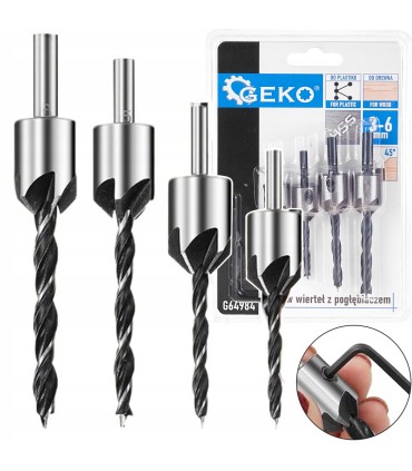 Zestaw wierteł z pogłębiaczem 5el.