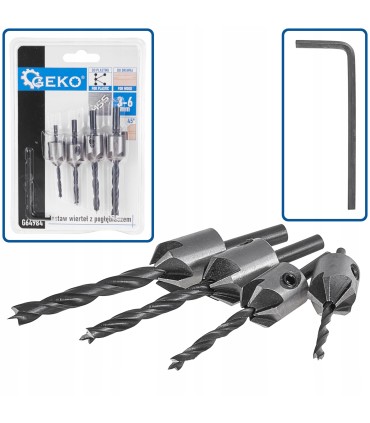 Zestaw wierteł z pogłębiaczem 5el.