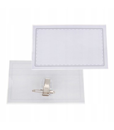 Identyfikator z klipsem i agrafką 90x56mm 