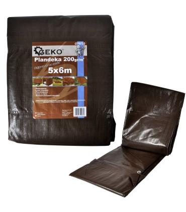 Plandeka 5x6m extra gruba/brązowa 200G