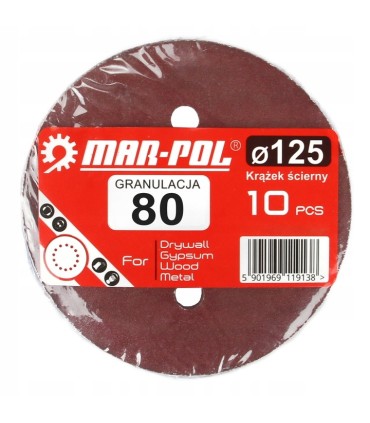 Papier ścierny na dysk 125mm P80,krążki 8 otworów