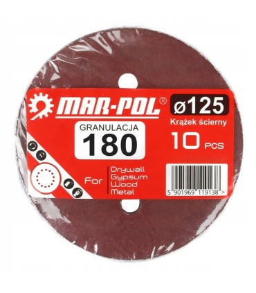 Papier ścierny na dysk 125mm P180,krążki 8 otworów