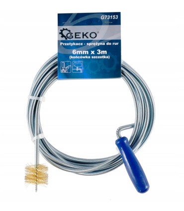 Przetykacz - sprężyna do rur 6mm x 3m (końc.szczotka)