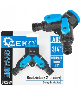 Rozdzielacz 2-drożny 3/4" z redukcją 1/2" i dwoma zaworami SKY-LINE – kartonik wystawowy
