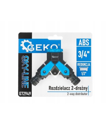 Rozdzielacz 2-drożny 3/4" z redukcją 1/2" i dwoma zaworami SKY-LINE – kartonik wystawowy