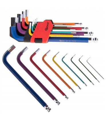 Klucze imbusowe kolorowe 1,5-10mm 9el. CrV