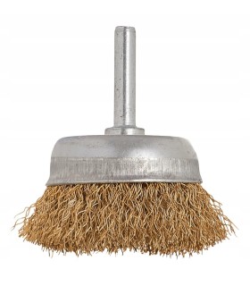 Szczotka druciana czołowa,mosiężna 50mm z trzpieniem