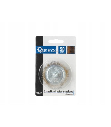 Szczotka druciana czołowa,mosiężna 50mm z trzpieniem