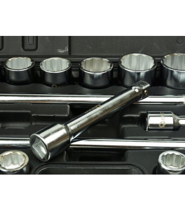 Zestaw kluczy nasad.21el.3/4" 12-kąt.19-50mm czarna walizka