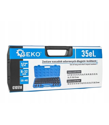 Zestaw nasadek udarowych dł. i kr. 1/2" 8-32mm 35szt