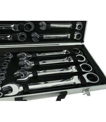 Kpl.kluczy łamanych z grzechotką 22el. 6-32mm