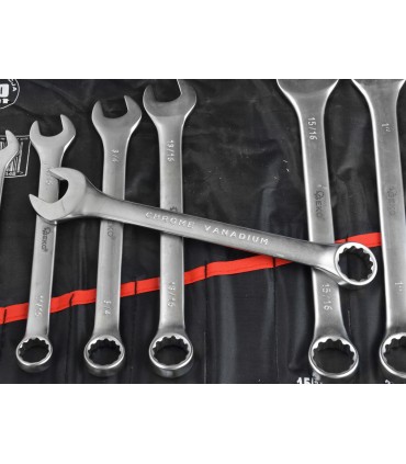 Kpl. kluczy płasko-oczkowych calowych 16el 1/4"-1,1/4"