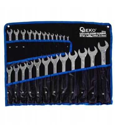 Klucze płasko-oczkowe polerowane 6-36mm 25el. CRV