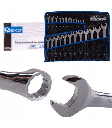 Klucze płasko-oczkowe polerowane 6-36mm 25el. CRV