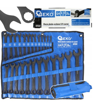 Klucze płasko-oczkowe CRV-czarne 6-32mm 25el.