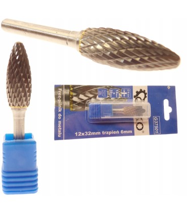 Frez-pilnik do metalu z węglika wolframu 12x32mm trzpień 6mm