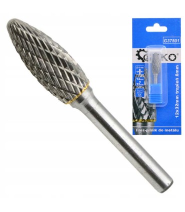 Frez-pilnik do metalu z węglika wolframu 12x32mm trzpień 6mm