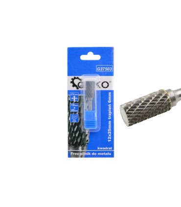 Frez pilnik do metalu z węglika wolframu 12x25mm trzpień 6mm (kwadrat)