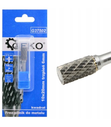 Frez pilnik do metalu z węglika wolframu 12x25mm trzpień 6mm (kwadrat)