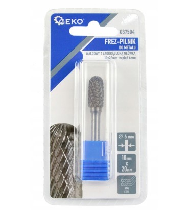 Frez-pilnik do metalu 10x20mm trzpień 6mm (walcowy z zaokrągloną główką)