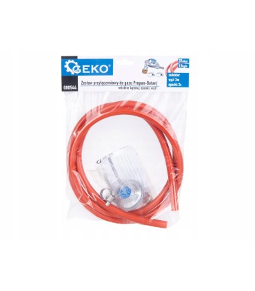 Zestaw przyłączeniowy do gazu Propan-Butan –reduktor kątowy, opaski i wąż 2m