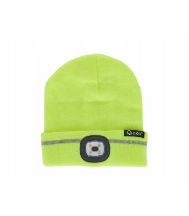 Czapka zimowa z odblaskiem akumulatorowa z lampką LED (żółta)