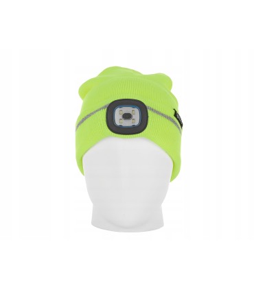 Czapka zimowa z odblaskiem akumulatorowa z lampką LED (żółta)