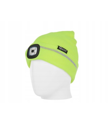 Czapka zimowa z odblaskiem akumulatorowa z lampką LED (żółta)