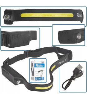 Latarka czołowa z czujnikiem ruchu LED COB 3W + 1W XPE 1200mAh 350lm IPX4