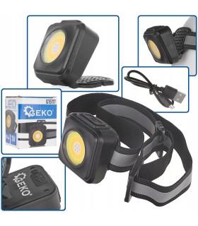 Latarka czołowa wstrząsoodporna z odblaskiem LED COB 3W 500mAh 500lm IP44