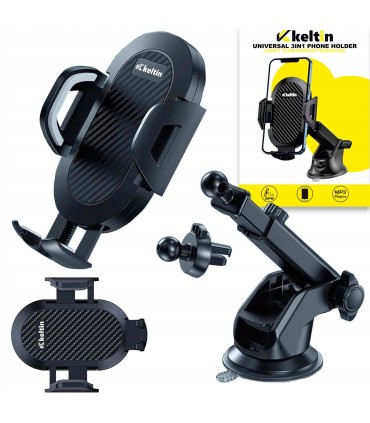 Uchwyt teleskopowy do telefonu 3w1 – szyba, kokpit, kratka nawiewu