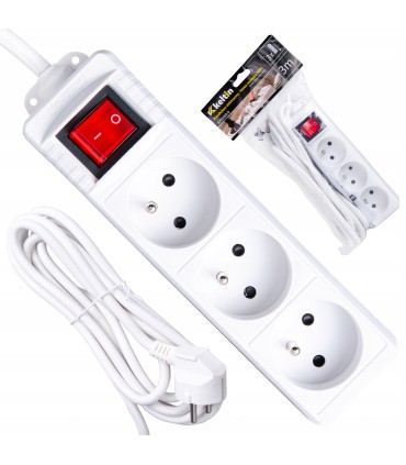 Przedłużacz elektryczny – listwa zasilająca biała 3 gniazda 3m