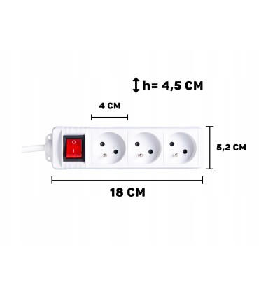 Przedłużacz elektryczny – listwa zasilająca biała 3 gniazda 5m 
