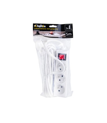 Przedłużacz elektryczny – listwa zasilająca biała 3 gniazda 5m 