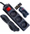 Przedłużacz elektryczny - listwa zasilająca czarna 3 gniazda 5m